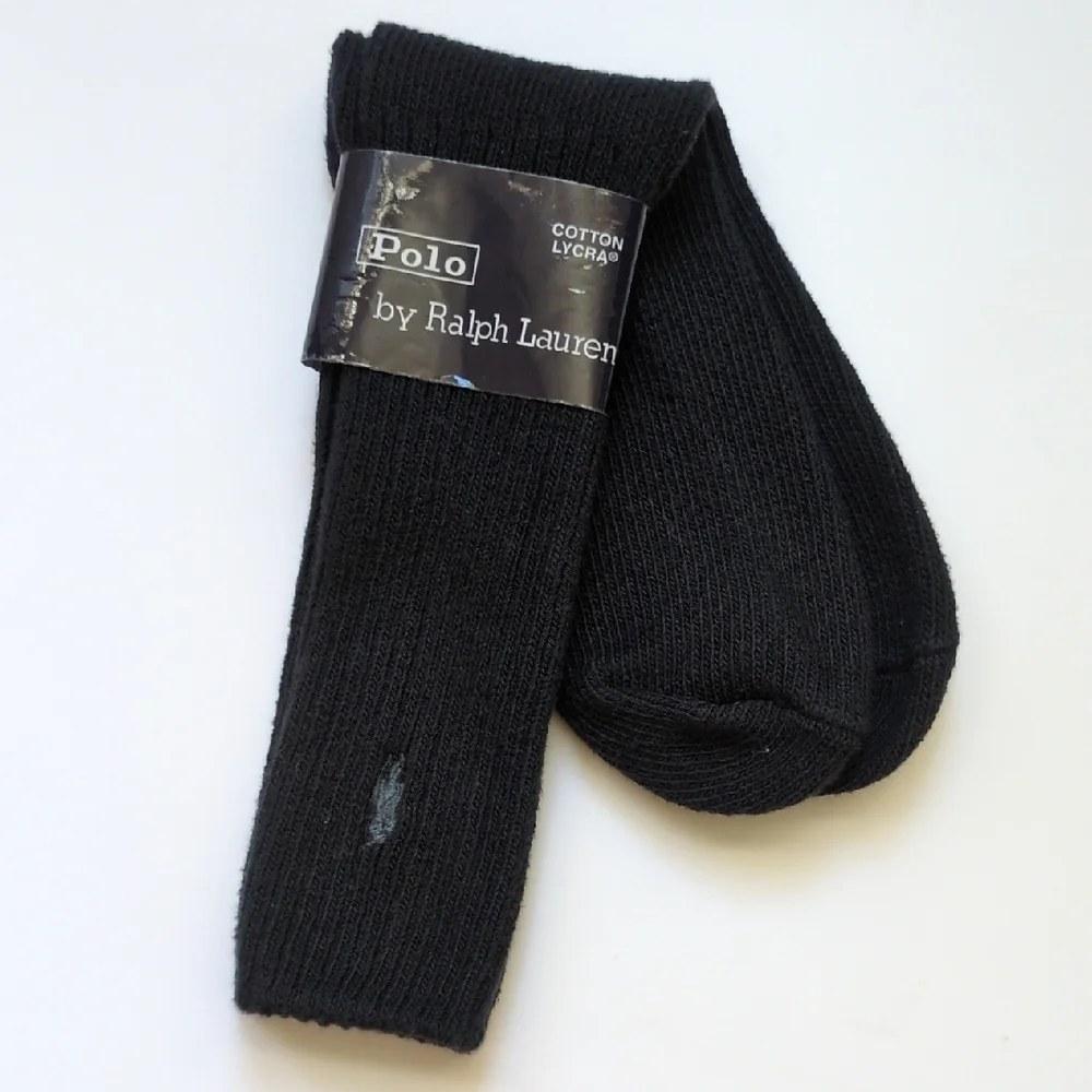 Vintage Men's‎ Polo Ralph Lauren Cotton Socks - Black on Black Logo - USA Made